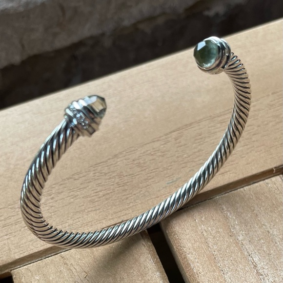 David Yurman Silver Bracelet with Green Accents - Picture 8 of 10